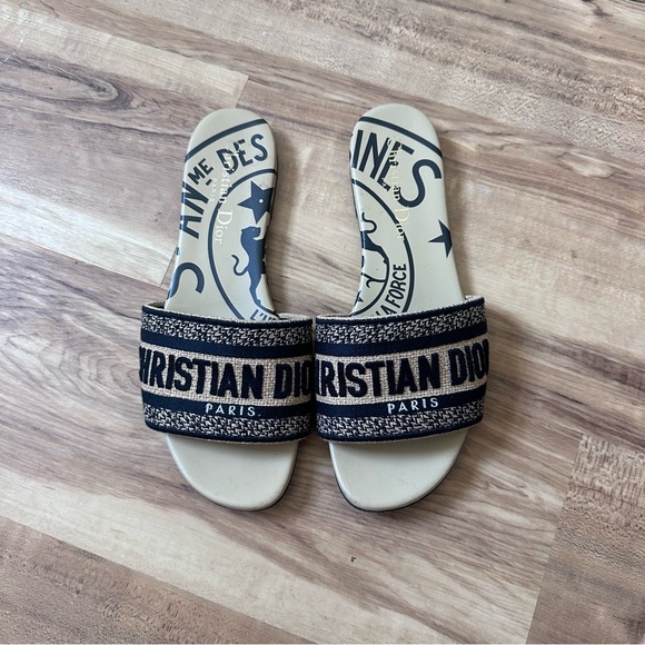 Dior Women's Black and Cream Sandals Dway Slides - Picture 1 of 5